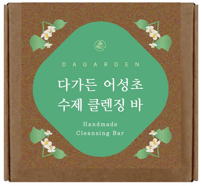 [다가든] 핸드메이드 어성초 클렌징 바 저자극 수제 CP 세안 비누 100g 국내산 어성초 청소년 트러블 민감성피부 비누 올인원 비누, 1개입