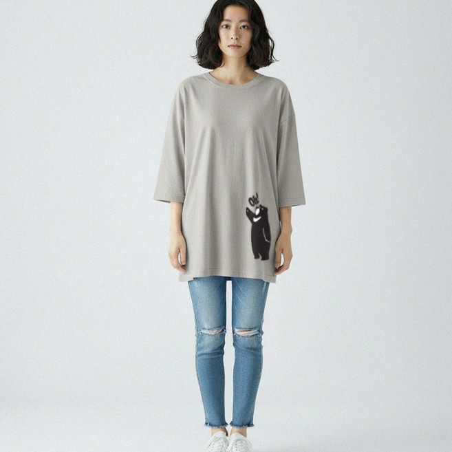 블론디 여성용 오곰이 7부 특양면 티셔츠