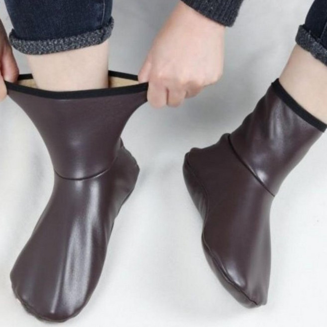 딜헤븐 수족냉증 융털 인조가죽 보온 양말