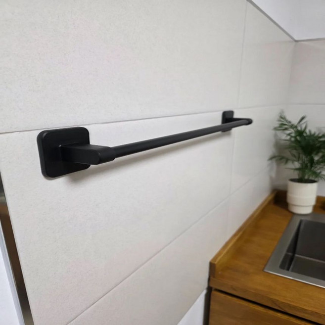 80factory 무타공 욕실 수건 타월 걸이, 그레이, 40cm, 1개