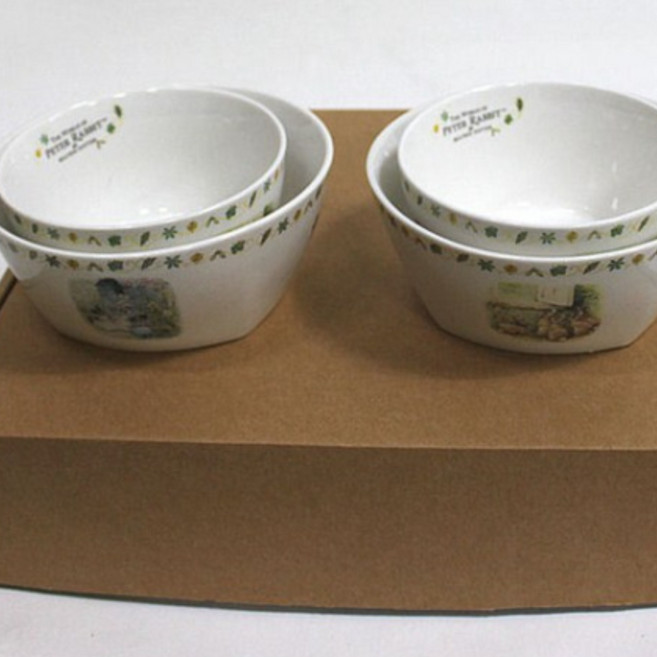 피터래빗 공기대접 4p 밥공기 국대접 주방용품 개업선물 집들이선물, 화이트, 2세트