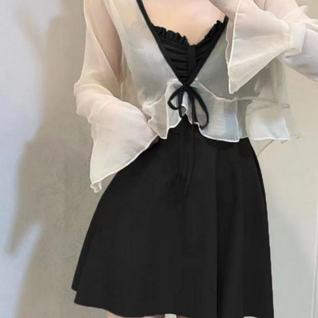 여성 투피스 모노키니 수영복 비키니 수영복 BY-D-03, 블랙