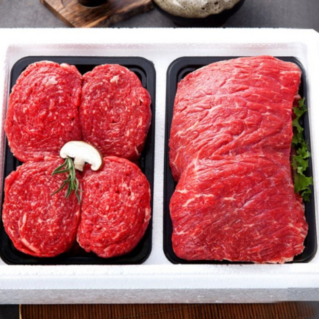 [총체보리] 한우 1등급 알뜰정육 1호 실속세트 1kg (국거리+불고기 각 500g)