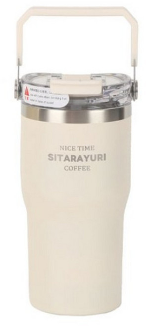 에코럭키 스윙핸들 진공 텀블러 600ml 보온 보냉 걸이형 손잡이, 스윙핸들 텀블러-아이보리, 1개