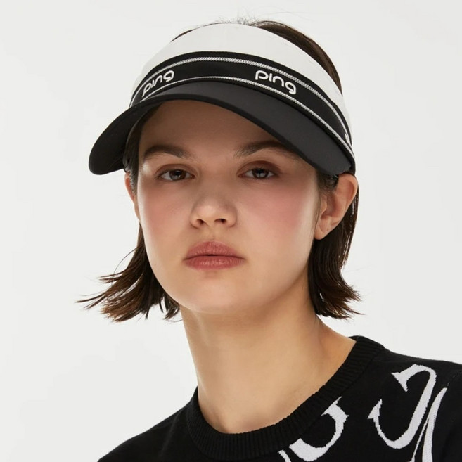 [핑] 여성 배색 로고 자수 썬바이저