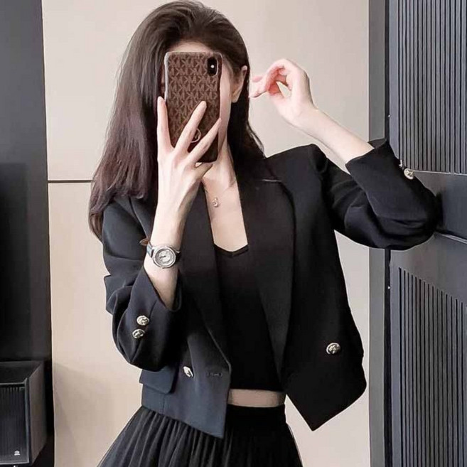 봄 가을 여성 정장 자켓 여성 고급스러운 캐주얼 패드 어깨 미니 정장 재킷 세련된 스타일 LT