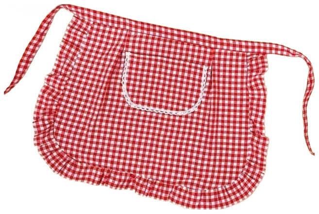 편한 착용 통기성 체크 숏하프 미니 허리앞치마, 1개, 레드