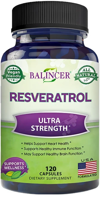 100% 천연 레스베라트롤 - 1회 제공량당 최대 강도 1000mg(120캡슐) 항산화 보충제 트랜스-레스베라트롤 심장 건강 및 면역 기능 뇌 기능 지원, 120캡슐, 120정, 1개 - 쿠팡