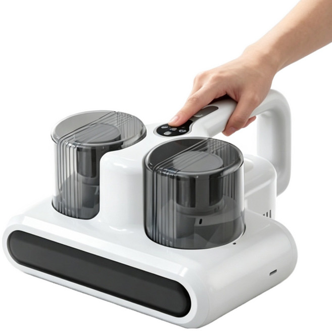 EXTEDRG 무선 침구 청소기 UV 살균 진드기 제거 듀얼 강력 흡입 헤파필터 침대 소파 카펫 침구 살균 청소기, 화이트, BS-805