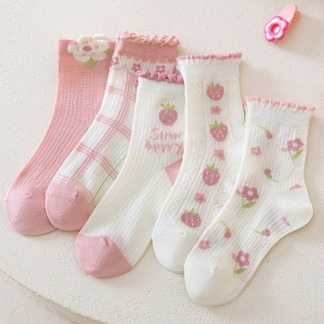 여아용 다온27 벗꽃축제에서 딸기축제 발목 양말