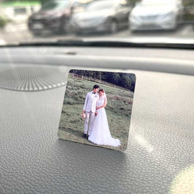 2+1 메탈 차량용 액자 자동차 사진 걸이 미니 포토 1개수량, 대시보드세트, 정사각(5)