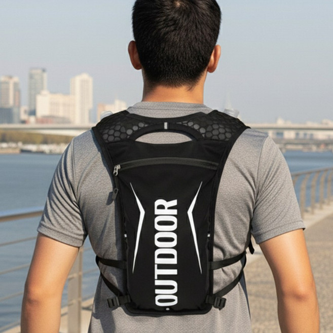 모니브 초경량 러닝 조끼 가방, 블랙, 1개