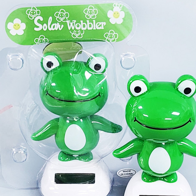 씨엠월드 태양열 노호혼 4종 (개구리 강아지 선인장 근위병 흔들이 자동차 실내장식 악세사리), 1개, C.흔들흔들 개구리