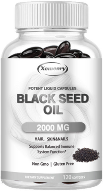 블랙 시드 오일 2000mg 냉압착 니겔라 사티바 블랙 커민 씨 오일 오메가 3 6 9 함유 강력한 항산화 효과로 관절 소화 면역력 강화 및 심장/심혈관 건강에 도움, 60정, 1개