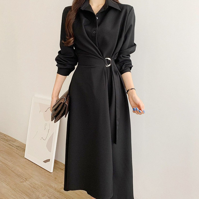 어반라인 타니즈 루피스 벨트 셔츠 여성 롱원피스
