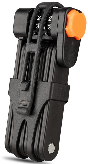 폴딩 관절 도난방지 자물쇠 자전거열쇠 강철 합금, 1개, 블랙오렌지