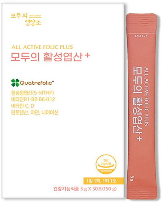 (3+1) 콜린 미오 이노시톨4000 활성엽산 여성 임산부 임신준비 영양제 건강기능식품 모두의활성엽산플러스 30포, 1박스, 30회분