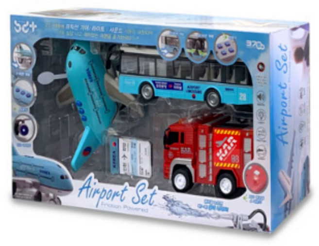 반디 공항 3종세트 비행기 공항버스 소방차, 신디cp 본상품선택, 1개