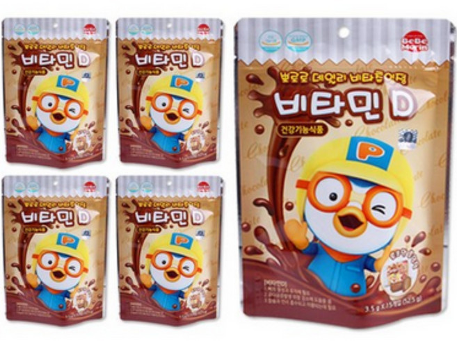 뽀로로 데일리 비타츄잉정 초코맛 15정, 3.5g, 5박스