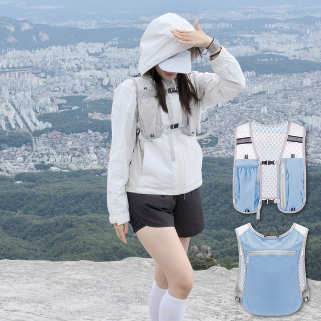 누바르 완벽밀착 초경량 트레일 러닝 조끼 아웃도어 등산 가방 백팩, 스카이블루, 1개