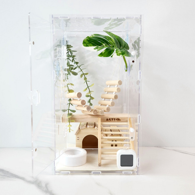 아스티렙 크레스티드 게코 도마뱀 아크릴 사육장 풀세트, 투명아크릴, 1세트