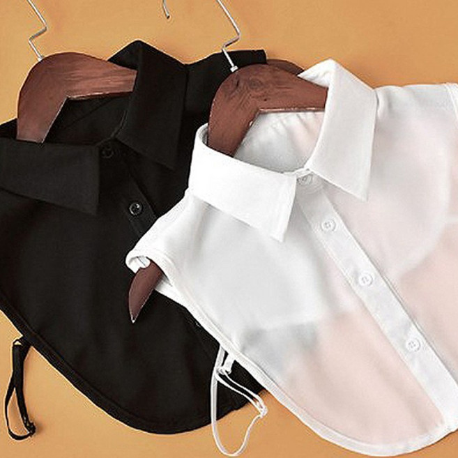 [1+1] 여성 고급 기본 페이크 카라 블랙 화이트 이너카라 넥 케이프 골프웨어