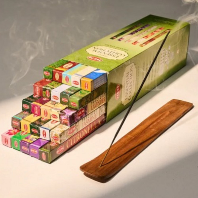 HEM 인센스 스틱 에센셜 컬렉션 (25가지 향 200개) + 우드홀더(랜덤)