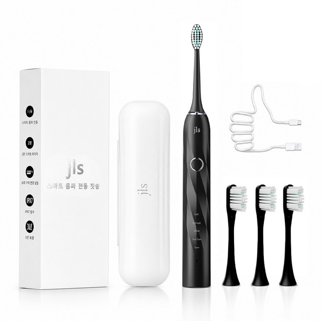 JLS 최신형 스마트 음파 전동칫솔, 블랙SET, 1세트, T6