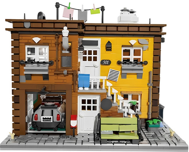 레트로 전원주택 코티지 조립 블록 2284피스 대형 브릭 클래식 카 포함 성인용 키덜트 완구 수집용 전문가용 MOC 모델 하우스 취미 남성 생일 선물 집콕 조립 세트 고퀄리티 디스, 1박스