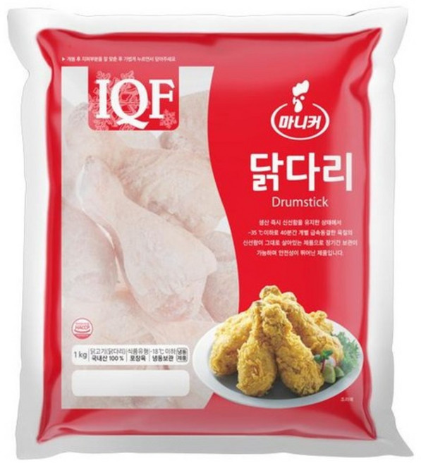 마니커 IQF 닭다리(북채) [냉동 1kg] 국내산, 5개
