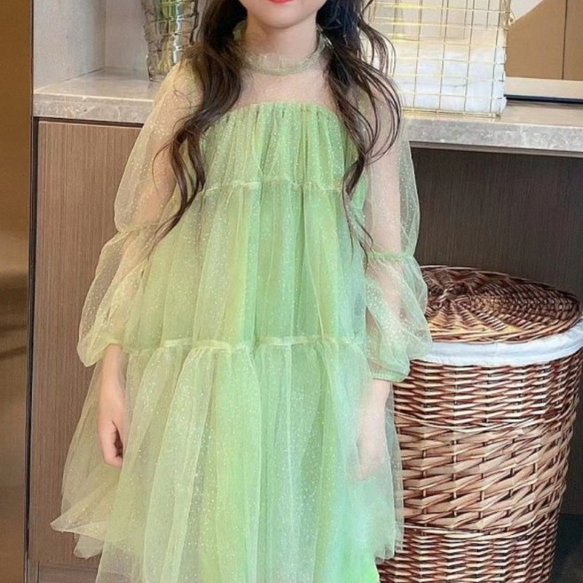 해피유통어린이 여아 봄여름 반짝이 퍼프소매 원피스14세 이상 XG03