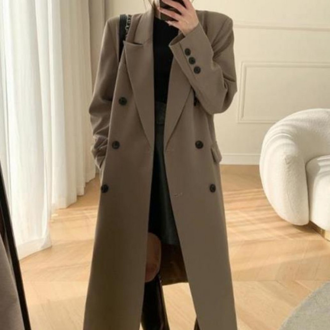 쩐쿠 여성 카라넥 캐주얼 롱 코트 K0243