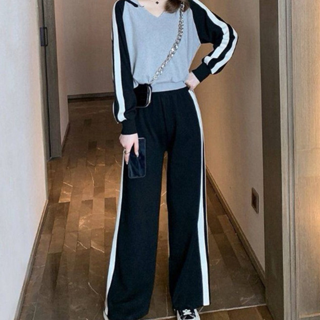 오스틱니 여성 봄가을 캐주얼 트레이닝복 맨투맨 바지 세트