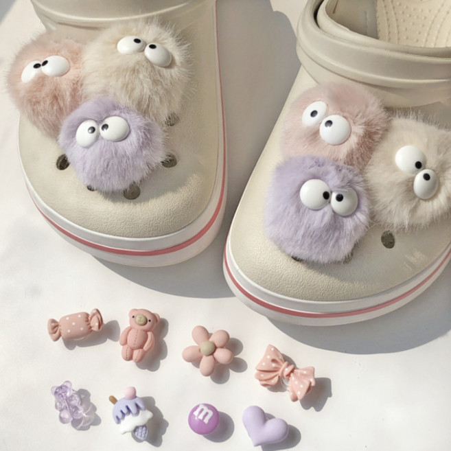 [14개] 보들보들 폼폼이 먼지 신발 꾸미기 파츠 세트