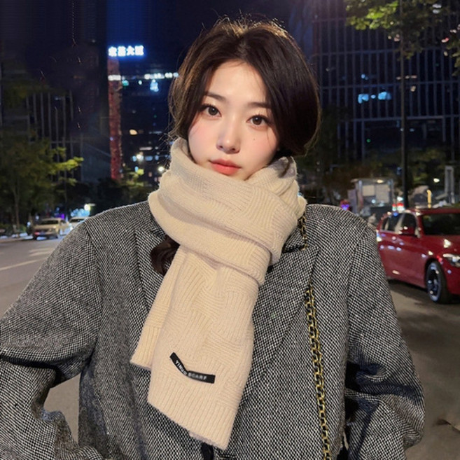 어반유니크 빈티지 크로스 체크 여성 고급 머플러 니트 목도리