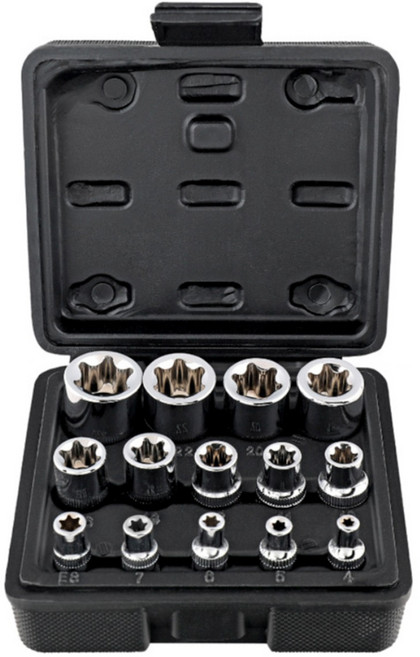 tinduo E형 별소켓 세트 E형 별 복스알 14종세트 블랙 케이스, 1세트, E형 별소켓14P