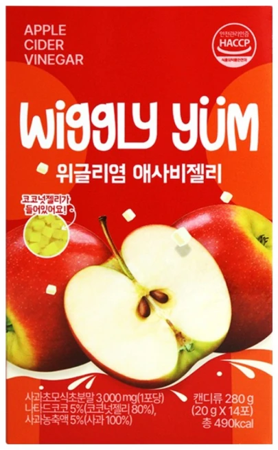 위글리염 혈당관리 애플사이다비니거 애사비 젤리 구미 혈당영양제, 1개, 280g - 쿠팡