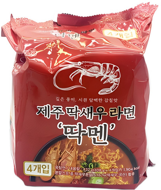 제주에서온 제주 딱새우 라면 딱멘 1봉4개입, 12개