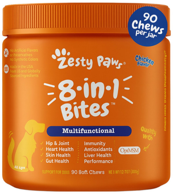 달려라펫 [미국 직배송] 제스티포우 강아지 멀티영양제 치킨맛, 1개, 종합영양제, 90회분