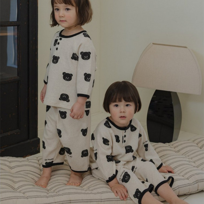 [해피버스]심플테디블랙 실내복세트