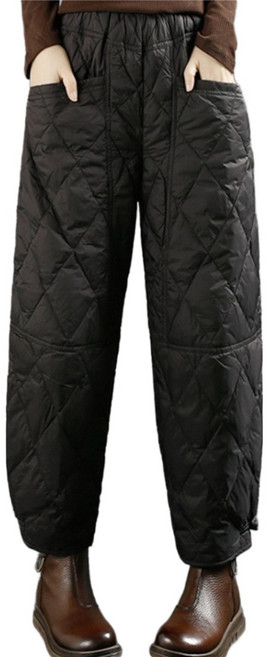 DEARHUA 여성 누빔 패딩 방한 배기 팬츠 솜 바지 겨울 빅사이즈 추천 4xl 폭신 안감 따뜻한 방풍 홈웨어 테이프 슬림일자 기본라인 트래킹 보온 가볍고 작업 복 도톰한 바지