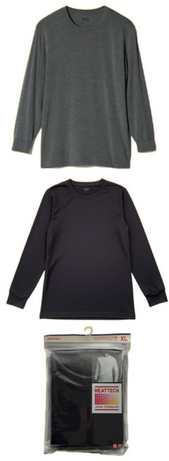 [일본직수입]유니클로 히트텍 크루넥T(9부소매) 남자용 데일리 브리니코 양말 증정