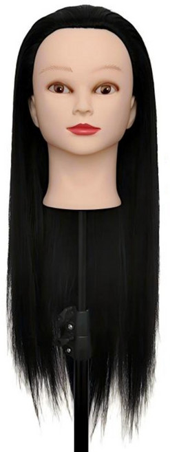 QQY 큐큐와이 100%인조모 가발 모델 미용 학원 연습용 통가발 머리를 땋다 커트 기법 연습 20인치, 1개, 흑색