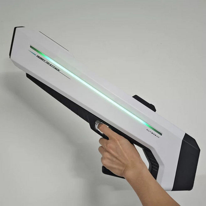 SUNRIVER 선리버트레이딩 전동 워터건 전자동 물총 자동급수 다이내믹 화려한 조명 Electric Water Gun 워터밤 워터파크 강력 사거리 LED 전동흡수 련발 단발, B-1 화이트 조명/자동 급수, 1개