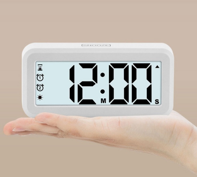 에코럭키 마그네틱 알람시계 부착용 자석 내장 알람2개 설정가능, 마그네틱 알람시계-화이트