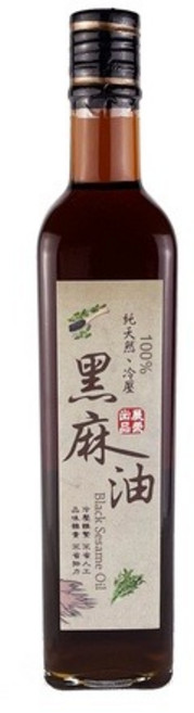 展榮商號 冷壓純黑麻油 初榨黑麻油 純芝麻, 1個, 冷壓黑麻油, 500ml