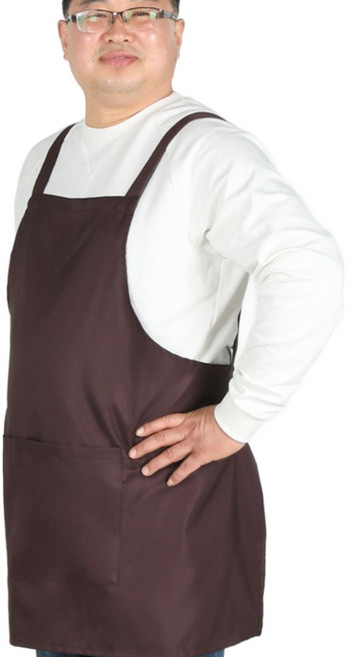 오투라이프에이프런 빅사이즈 H형 폴리 앞치마 - 벨크로타입, 브라운, 1개