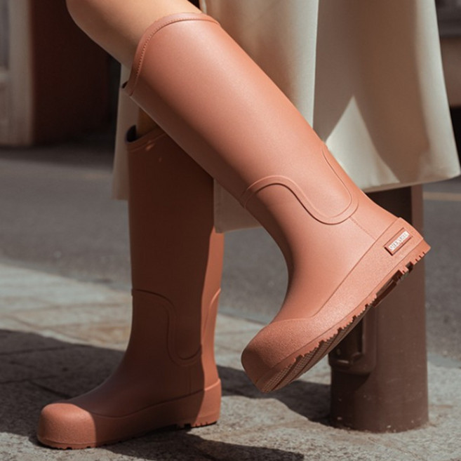 유럽풍 여성용 고급 롱 레인부츠