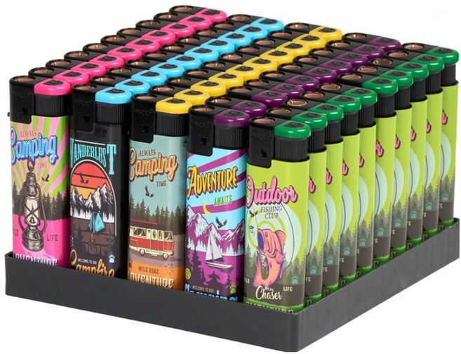 쎈터보 토치 라이터 캐릭터 터보 라이터 업소용 라이터 전자식 충전식 개업판촉용, 50개, 캠핑