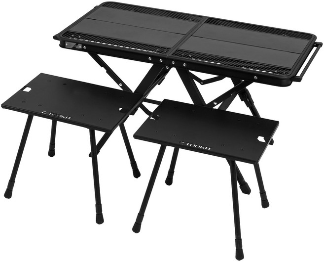 투킷 원액션 듀오 테이블 TKFTG01-G 캠핑 IGT테이블 원액션 폴딩 의자 세트, 블랙